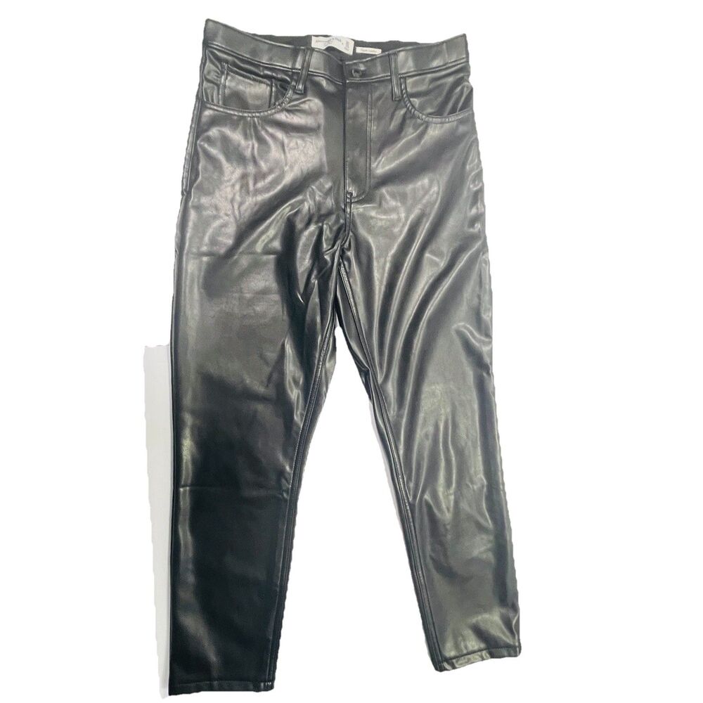 Abercrombie Fitch High Rise Vegan Leather Skinny Pants Women's 30 (Sz 10) Black